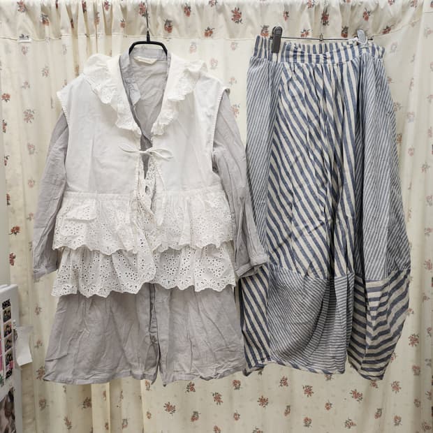 (지구샵)  레이스베스트 3종코디세트 치마벌룬! 