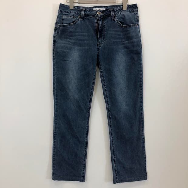 게스 프리미엄 화이트패치 크롭 청바지 31-32 인치