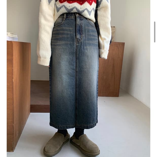 바온 데님 롱스커트 청치마