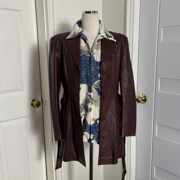 파이트클럽st 레더자켓 버건디