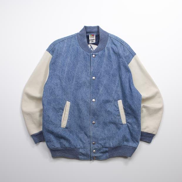 90s 프룻 오브 더 룸 데님 바시티 자켓