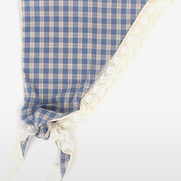 유니버셜 케미스트리Check Scarf Blue Lace Bonnet H