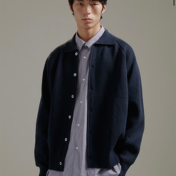 (3) 블랭크룸 코튼 가디건 네이비