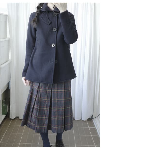 Vintage check pleats skirt