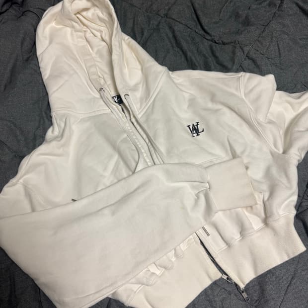 우알롱 크롭 후드집업