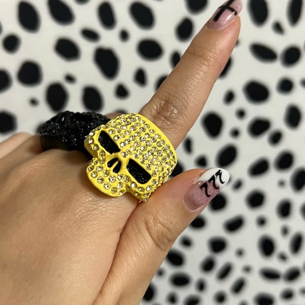빈티지 큐빅 해골 반지 갸루 y2k
