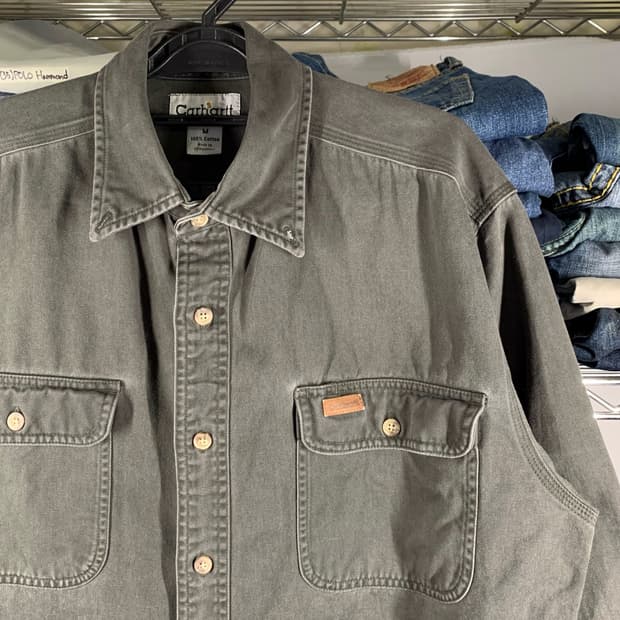 [M] 00's 칼하트 헤비코튼 워크셔츠 차콜 그레이