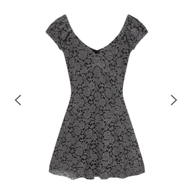 애즈온 플로라 레이스 퍼프 원피스 브라운