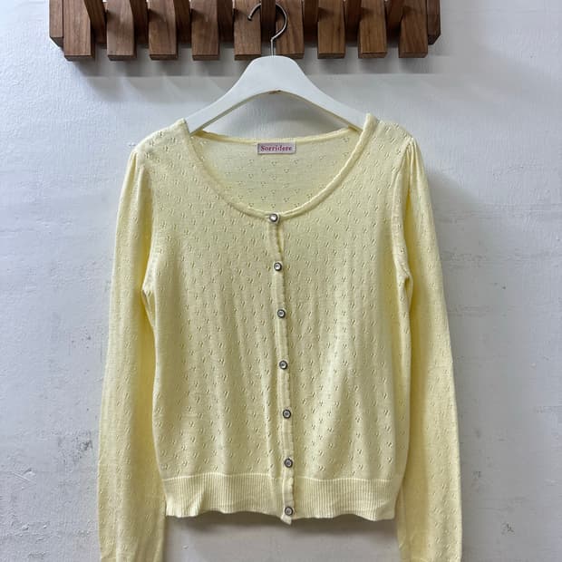 일본빈티지 Sorridere 펀칭 자수 버튼 디테일 가디건 