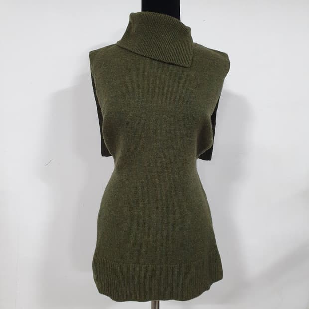 (38) ENFÖLD 엔폴드 모100 그린 타이백 하이넥 니트 베스트