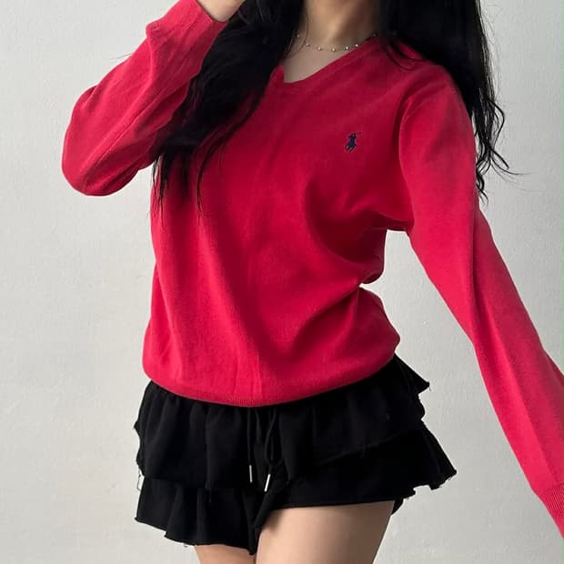 폴로 랄프로렌 브이넥 코튼 니트(M)