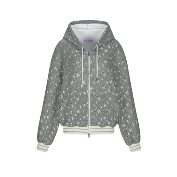 민지에나 RABBIT fluffy hoodie grey