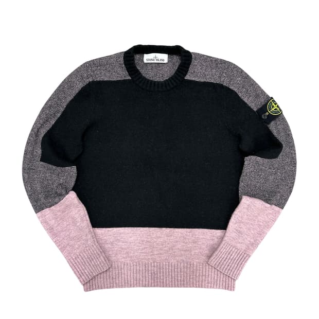 스톤아일랜드 컬러블럭 울 혼방 니트(S)