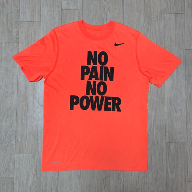 나이키 오렌지 No PAIN No PoweR 반팔 티셔츠