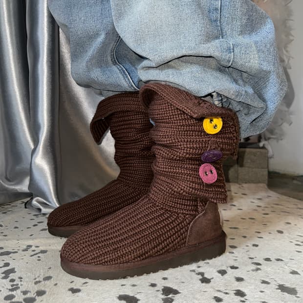 00s 브라운 니트 어그 카디 부츠