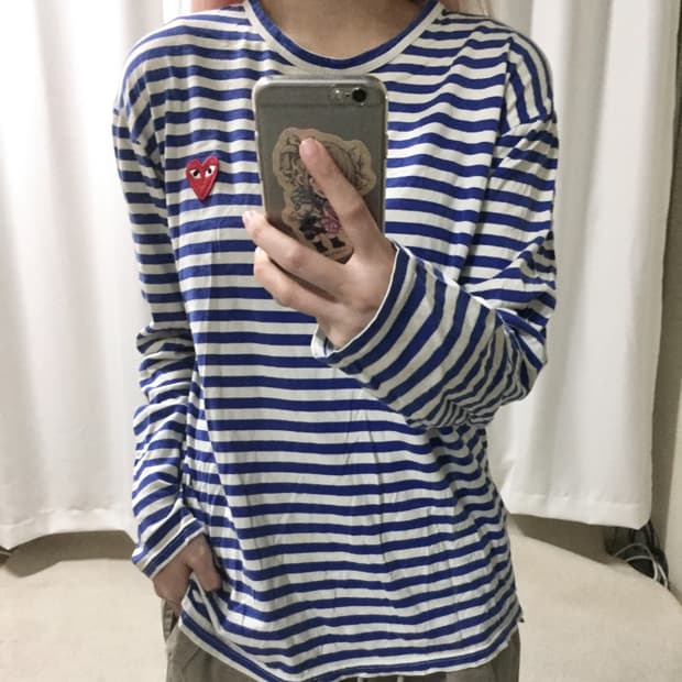 꼼데가르송 블루 스트라이프 롱슬리브