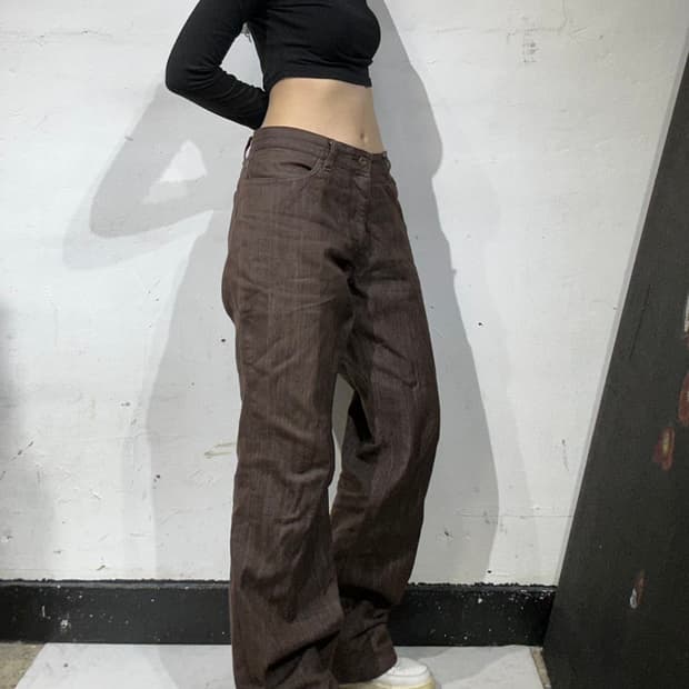 빈티지 Durban 버건디 브라운 와이드 팬츠 