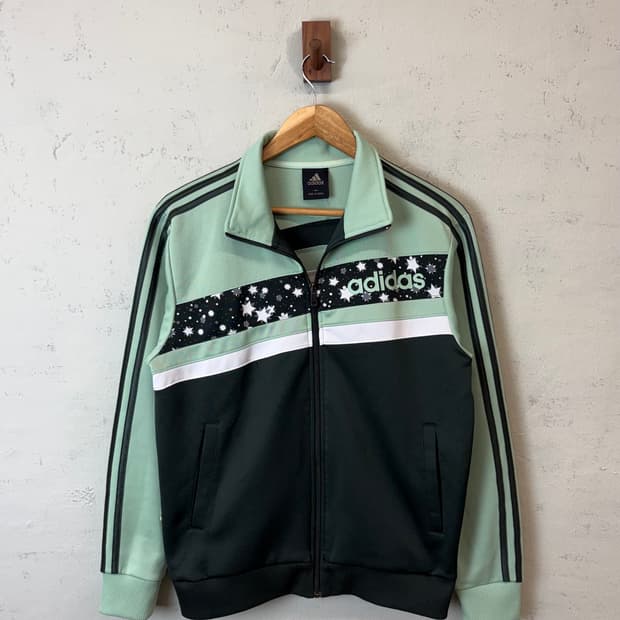 아디다스 빈티지 그린 페어리 스타 트랙탑 져지