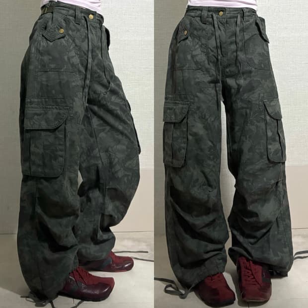 셔링디테일 카모 카고팬츠