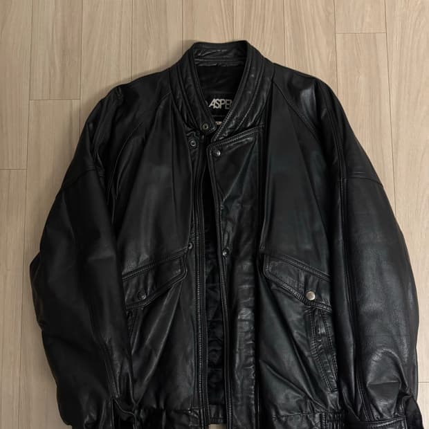 빈티지 소가죽 레더 봄버 자켓