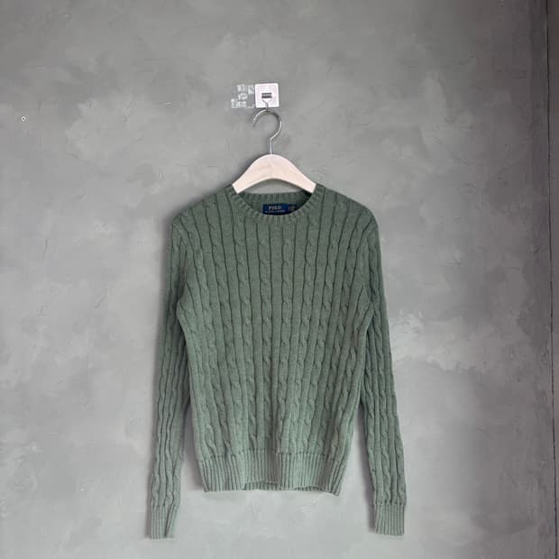 폴로 랄프로렌 꽈배기 니트 카키 피스타치오