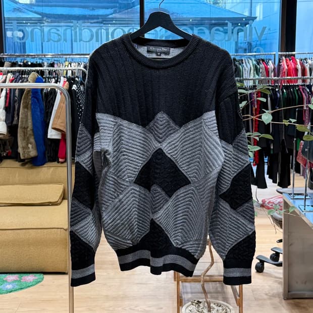 크리스찬 디올 몬슈어 스포츠 블랙 아가일패턴 니트 