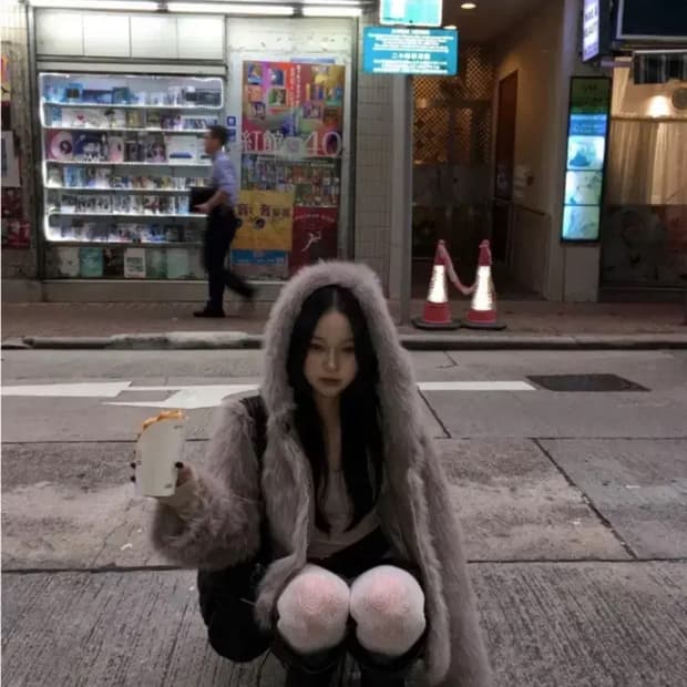 하몽 크롭 후드 퍼자켓