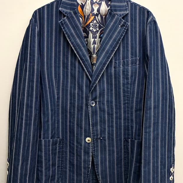 (L~XL)BOB italy 비오비 리넨 스트라이프 블레이저 자켓