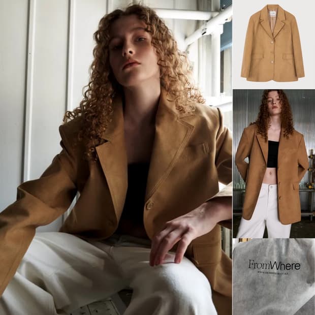 프롬웨얼 오버사이즈 스웨이드 자켓 블레이저 베이지 새상품