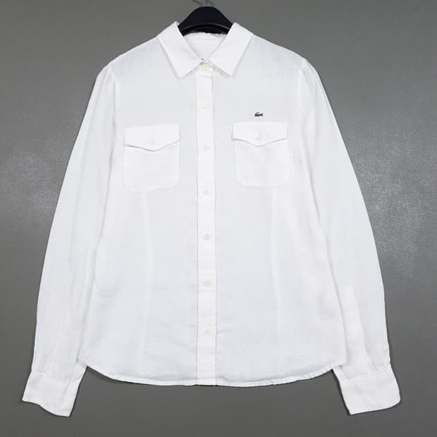 여성 55) 라코스테 크록 웨스턴 투포켓 린넨 셔츠 남방 화이트 (85)