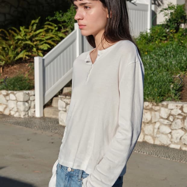 Relaxed Henley Tee Ivory