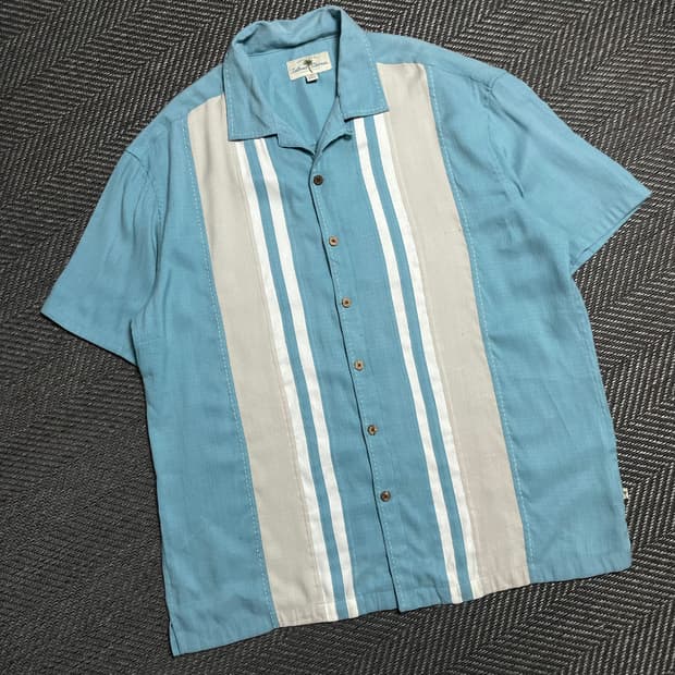 Island shores 실키 하와이안 쿠바 셔츠 y 5090