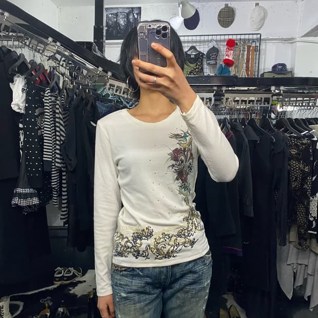 Brown sugar 큐빅 자수 롱슬리브