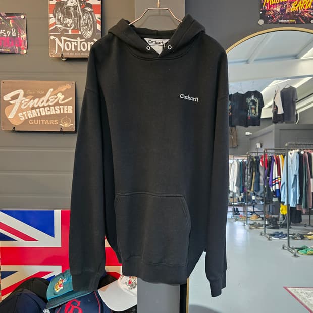 칼하트 후드티 블랙 미니로고 오버핏 헤비코튼 후디