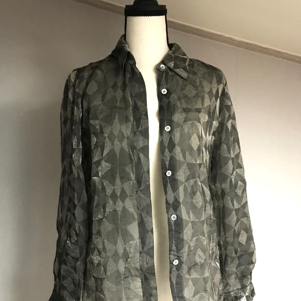 Argyle Pattern Sheer Shirt