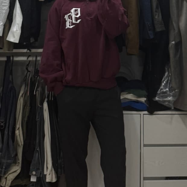 하프집업 버건디 프리사이즈(105)