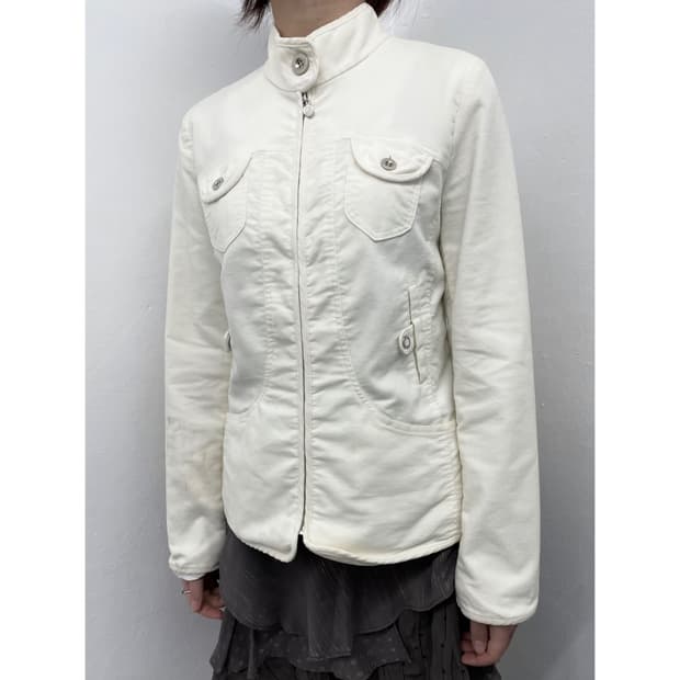엘르 화이트 포켓 코듀로이 자켓