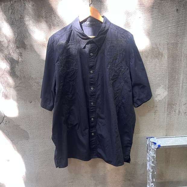 할리데이비슨 자수 반팔 셔츠 블랙 