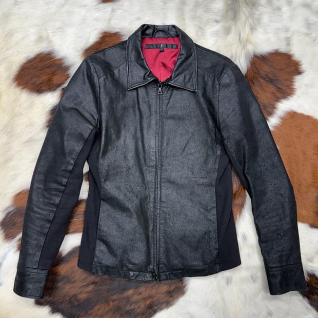 NO ID 3D 크랙 레더 트러커 자켓