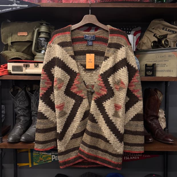 00s 폴로 스포츠 더플 단추 사우스 웨스턴 헤비 니트 가디건 N43