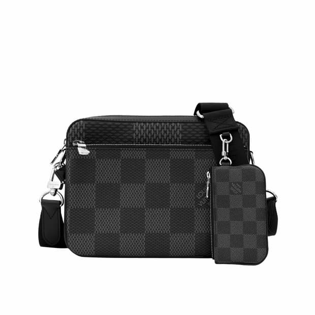 [OS] 루이비통 트리오 3D 다미에 그라파이트 크로스백 메신저백 블랙