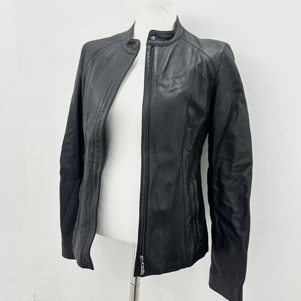 Vintage side detail lamb leather jacket