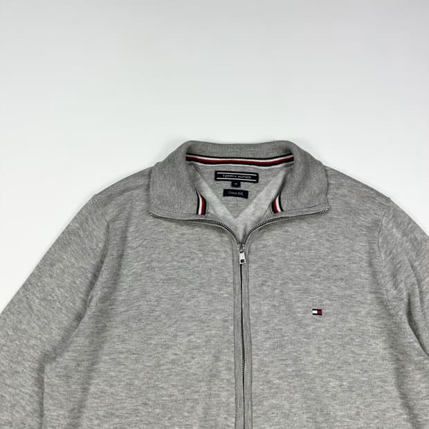 타미힐피거 플래그 그레이 니트집업 (M)