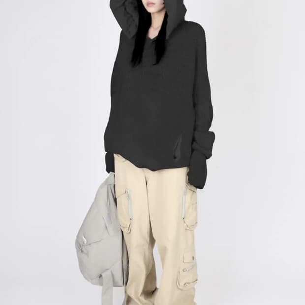구해요) Hyein seo Hooded Knit Black 3
