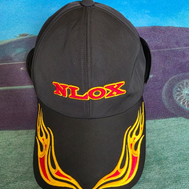 NLOX 플레임 자수 귀도리 이어플랩 캡 (Black)