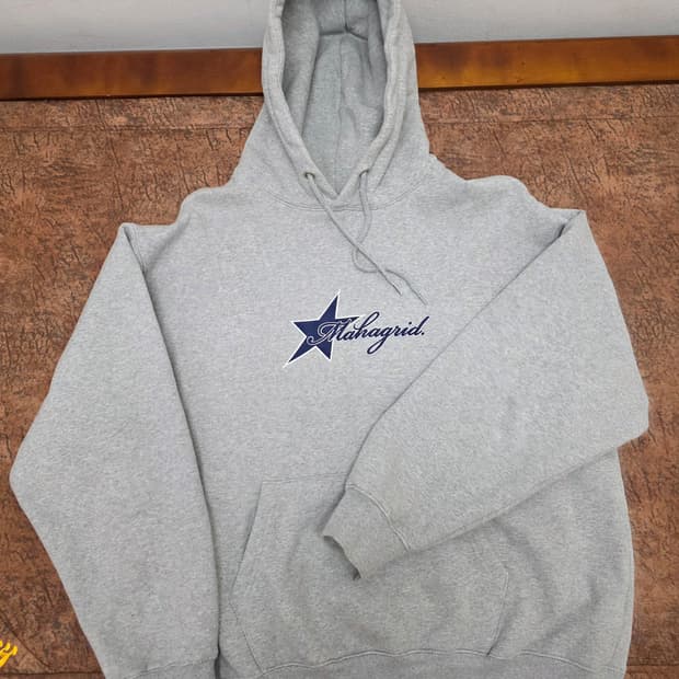 마하그리드 스타 로고 기모 후드티 그레이 L