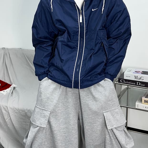 나이키 00s 네이비 화이트 스우시 바람막이 S