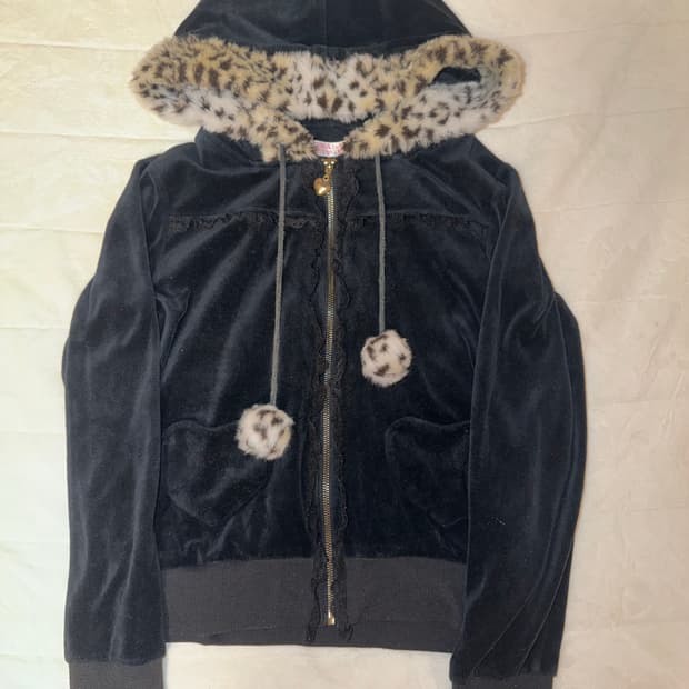 리즈리사 트라라라 트라라 후드 집업 갸루 호피 히메 레이스 일본 빈티지