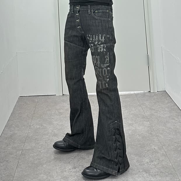 Tornado Mart 00s lace up flare cut denim