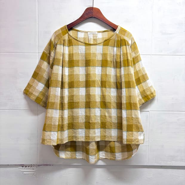 SELF SERVICE 체크 모리걸 히피 블라우스 JPN